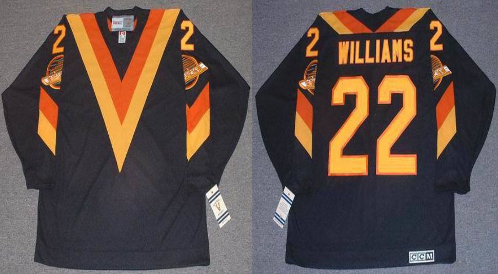 2019 Men Vancouver Canucks 22 Williams Black CCM NHL jerseys